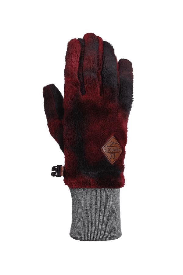 roter, sehr flauschiger High Pile Fleece Handschuh für die kalte Jahreszeit, Ansicht Innenhand