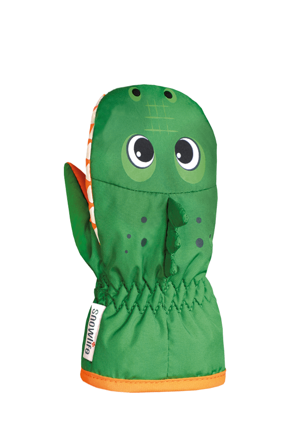 Baby Animal Mitten, warme Baby Fausthandschuhe im Tierdesign Krokodil, Farbe Grün