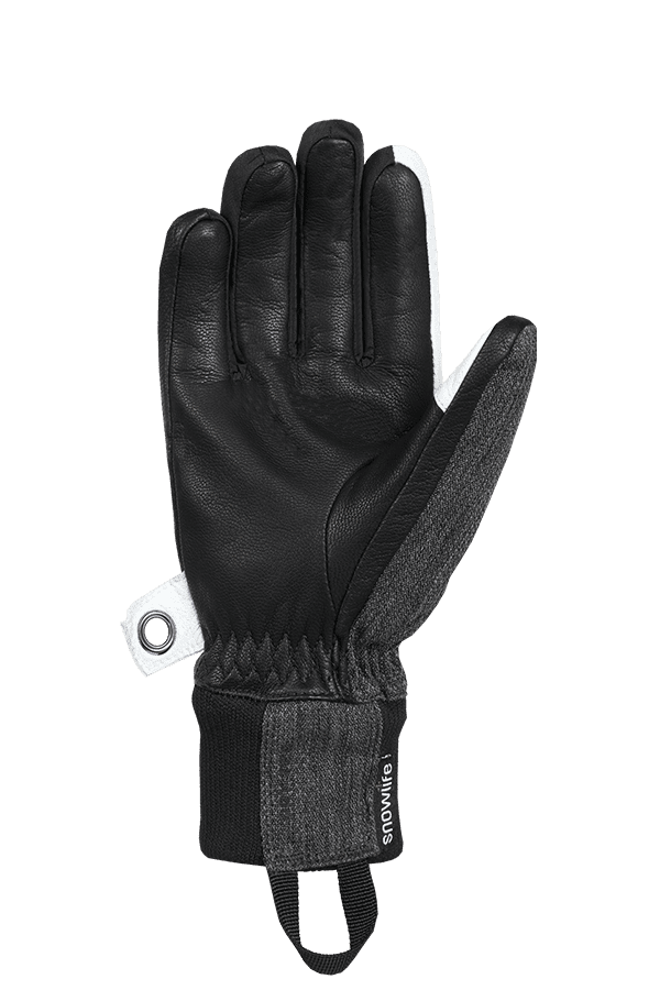 Cruise DT Glove, der Freeride Handschuh aus einem Textil und Leder-Mix in den Farben grau, weiss und schwarz, Ansicht Innenhand