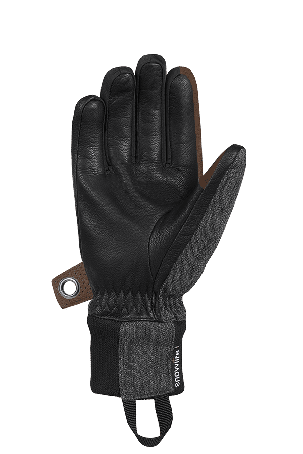 Cruise DT Glove, der Freeride Handschuh aus einem Textil und Leder-Mix in den Farben braun, grau und schwarz, Ansicht Innenhand