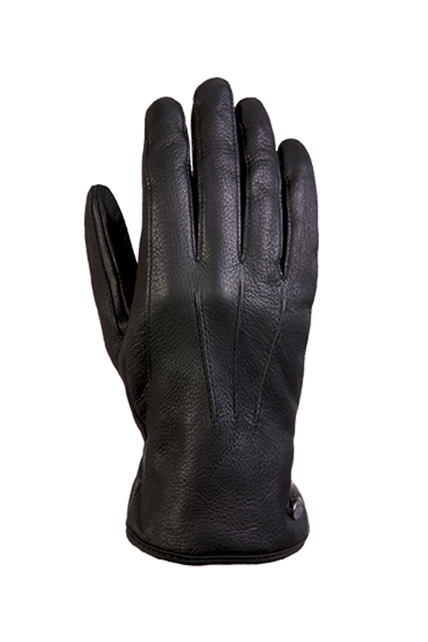a genuine and very supple deerskin glove in the colour black