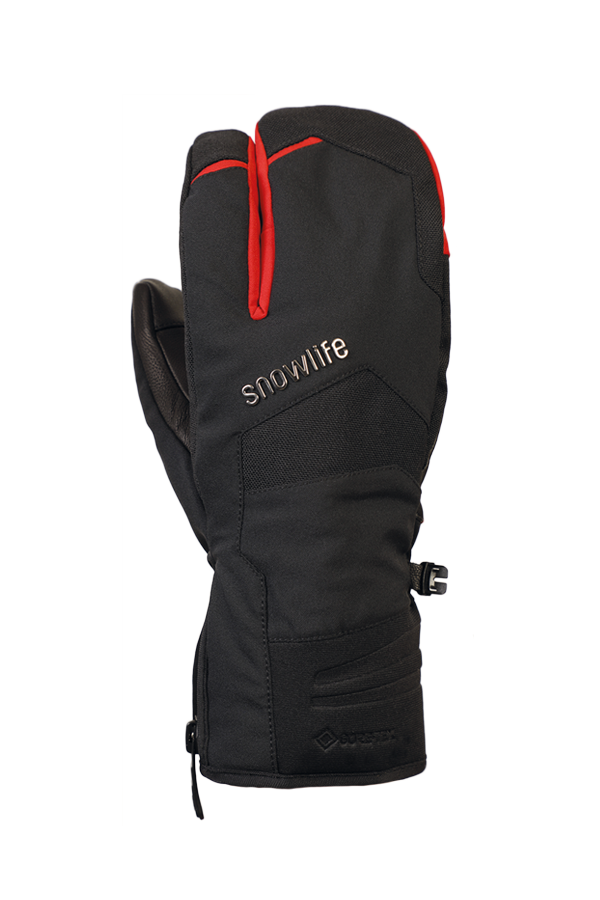 Nevada GTX 3 Fingers, Système à trois doigts, le gant sportif avec membrane Gore-Tex, très respirant et robuste, noir, rouge
